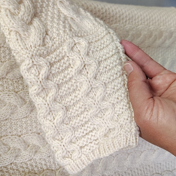 Aran Crafts Cream Merino Wool Cardigan Size XS - Picture 9 of 10